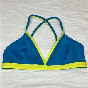 Mizuno color block Blue and Yellow and Pink Reversible Bikini Top Sz L
